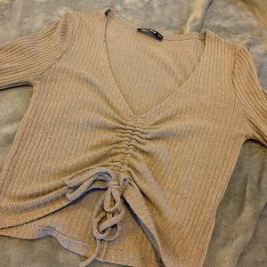 Purple Long Flare Sleeve Cropped Sweater